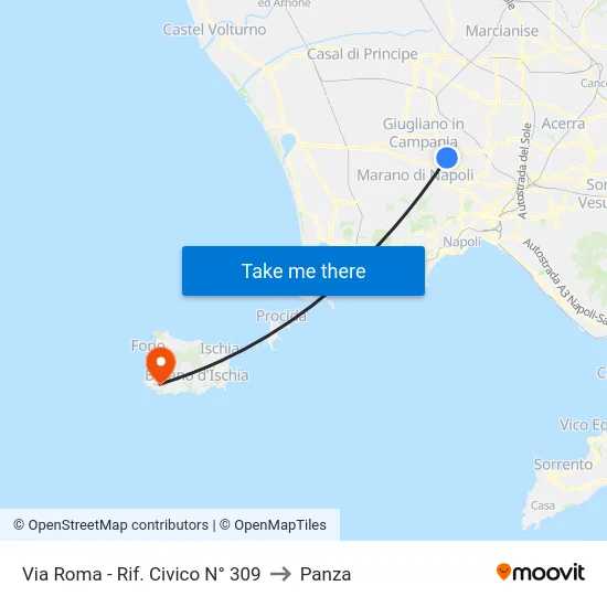Via Roma - Rif. Civico N° 309 to Panza map