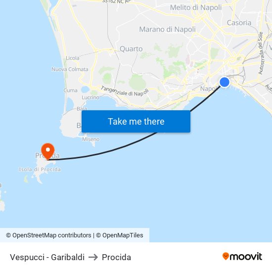 Vespucci - Garibaldi to Procida map