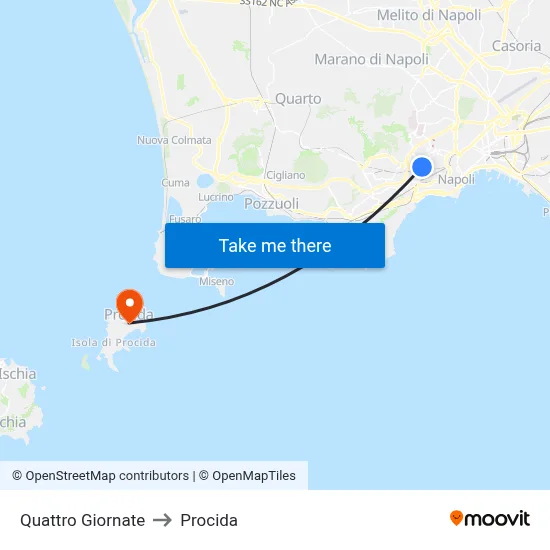 Quattro Giornate to Procida map
