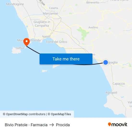 Pratole Junction - Pharmacy to Procida map