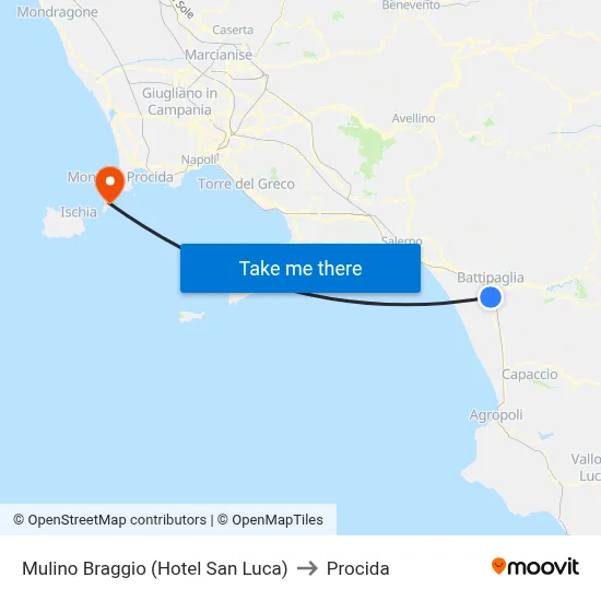 Mulino Braggio (San Luca Hotel) to Procida map