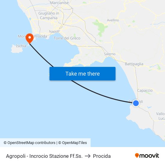 Agropoli - Incrocio Stazione Ff.Ss. to Procida map