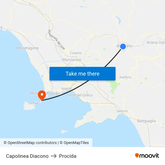 Diacono Terminal to Procida map