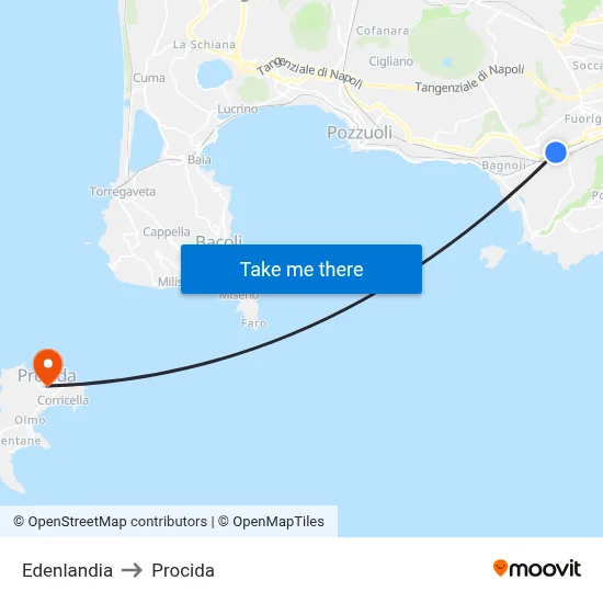 Edenlandia to Procida map