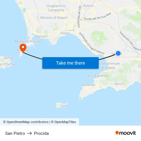 Saint Peter to Procida map