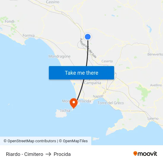 Riardo - Cimitero to Procida map