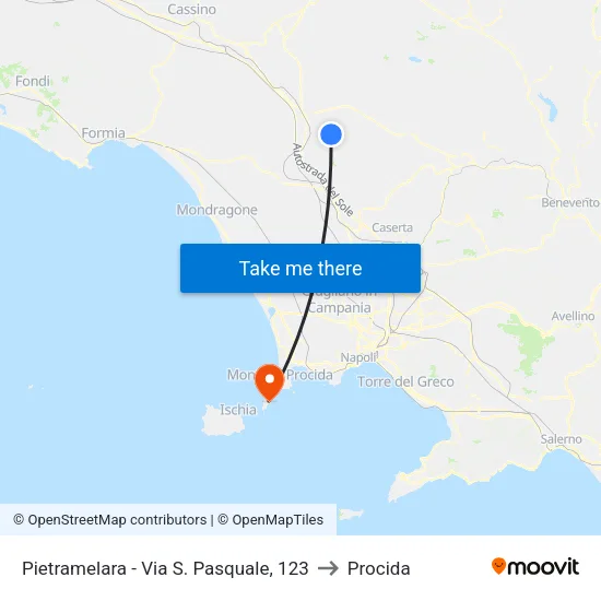 Pietramelara - Via S. Pasquale, 123 to Procida map