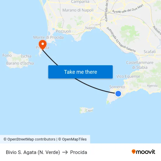 Bivio S. Agata (N. Verde) to Procida map