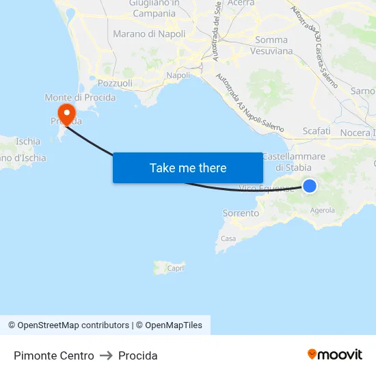 Pimonte Center to Procida map