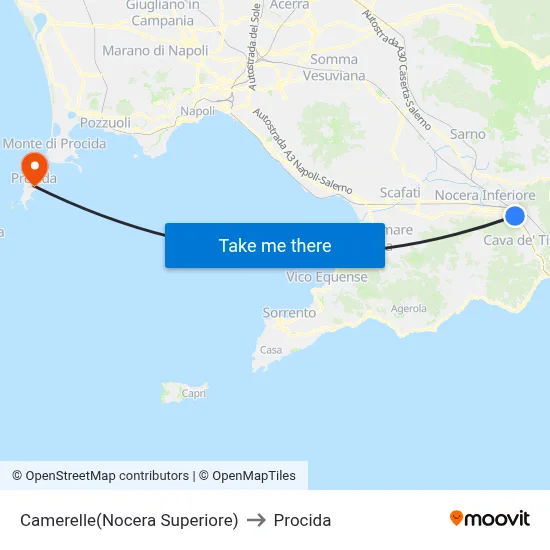 Camerelle (Nocera Superiore) to Procida map