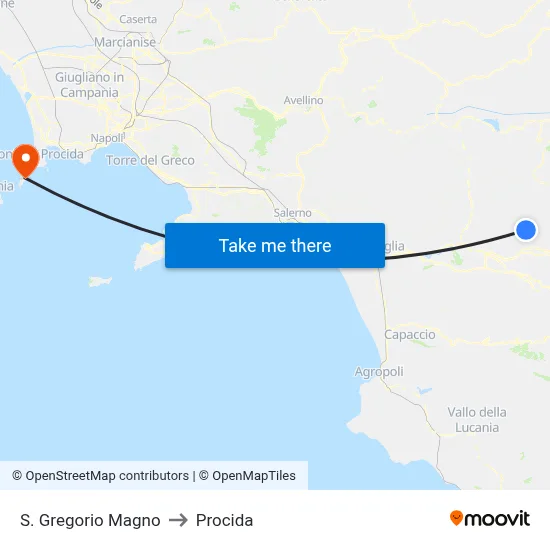 St. Gregory the Great to Procida map