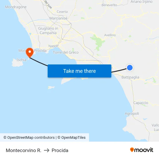 Montecorvino R. to Procida map