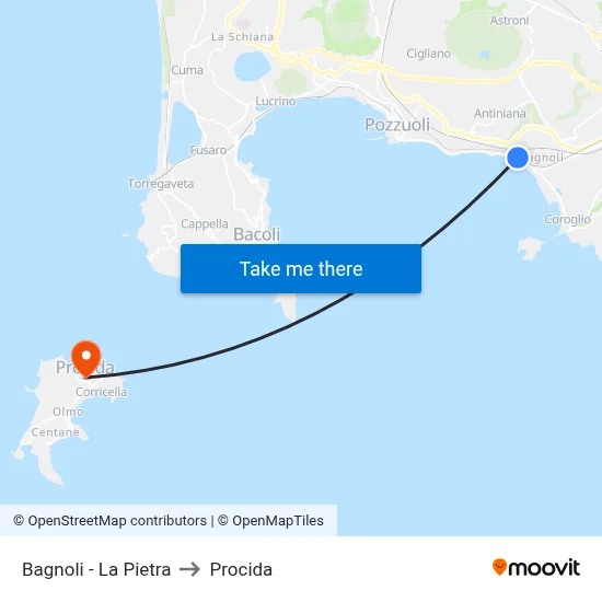 Bagnoli - La Pietra to Procida map