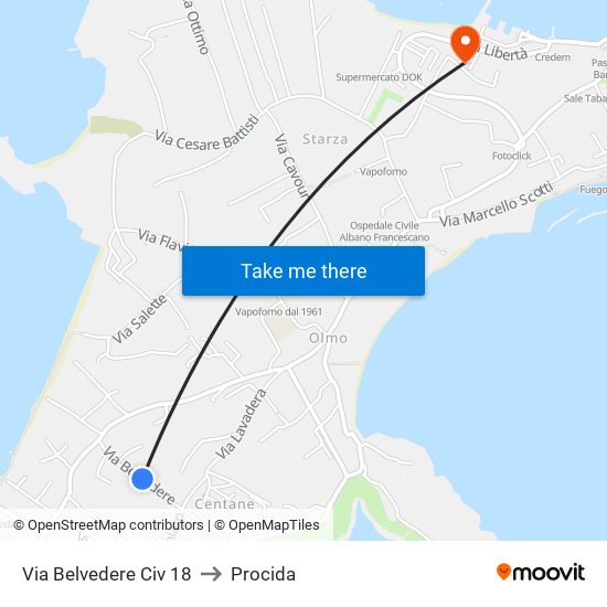 Via Belvedere Civ  18 to Procida map