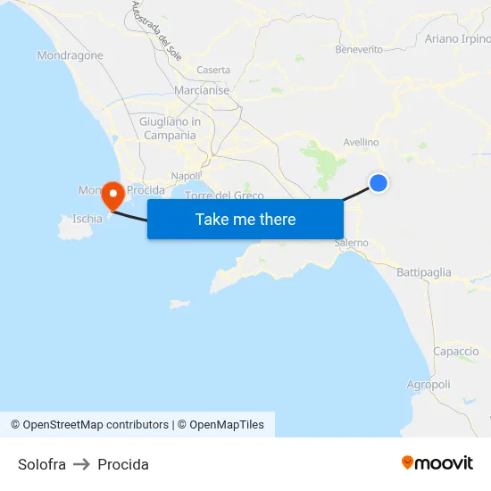 Solofra to Procida map