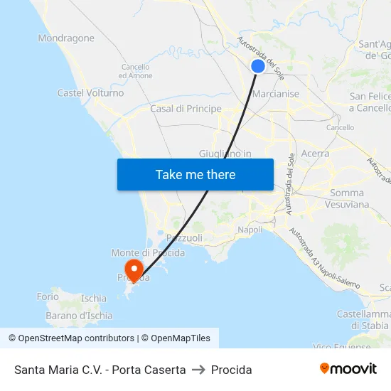 Santa Maria C.V. - Porta Caserta to Procida map