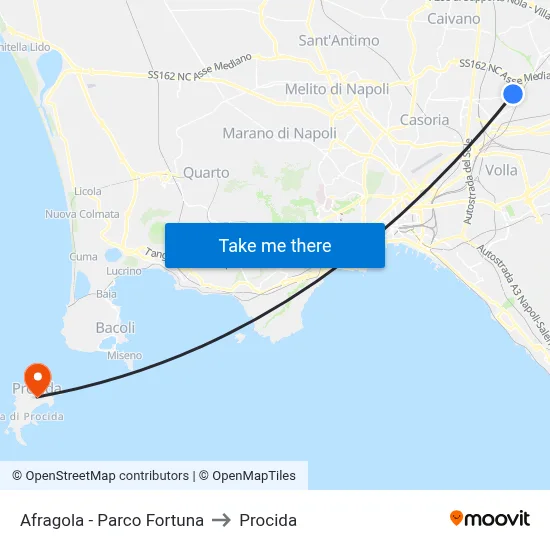 Afragola - Fortuna Park to Procida map
