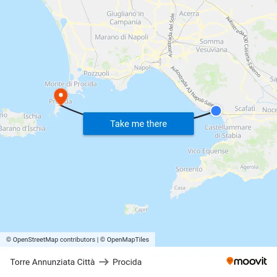 Torre Annunziata Città to Procida map