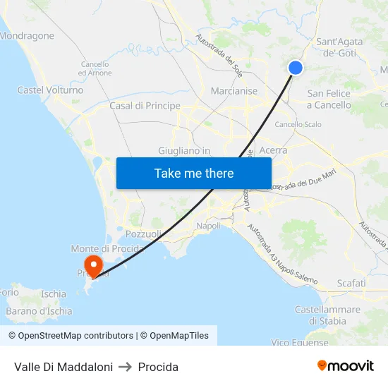Valle Di Maddaloni to Procida map