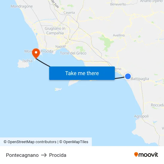 Pontecagnano to Procida map