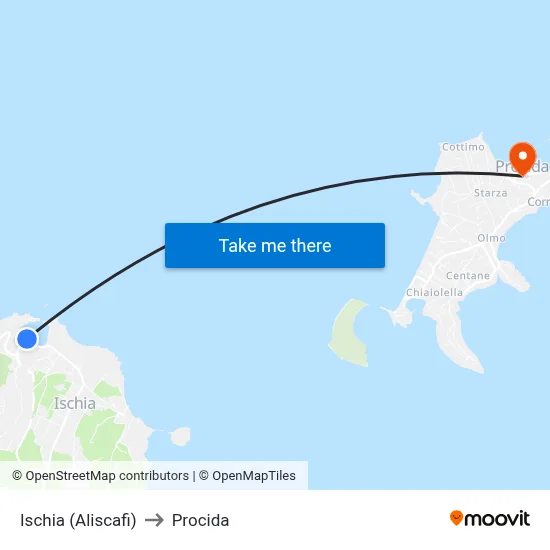 Ischia (Hydrofoils) to Procida map