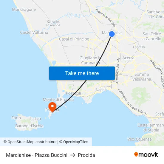 Marcianise - Buccini Square to Procida map