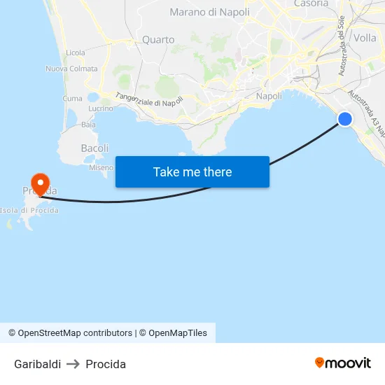 Garibaldi to Procida map
