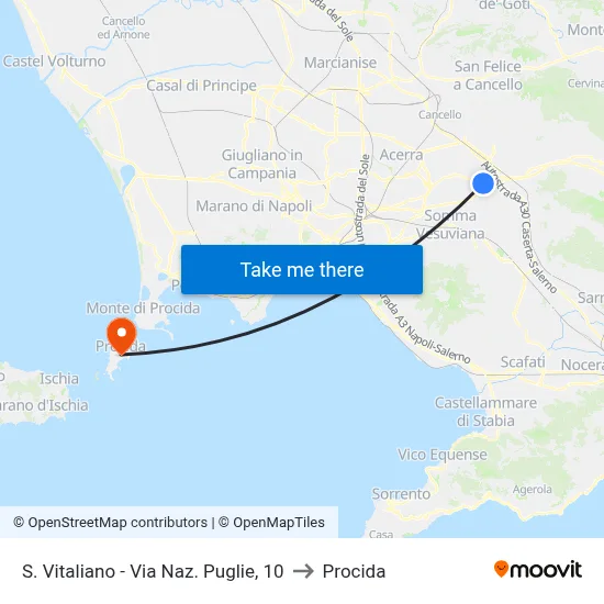 S. Vitaliano - Puglie National Road, 10 to Procida map