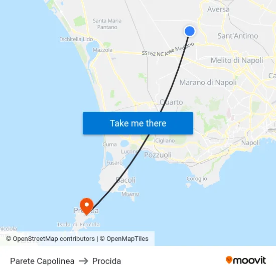 Parete Terminal to Procida map