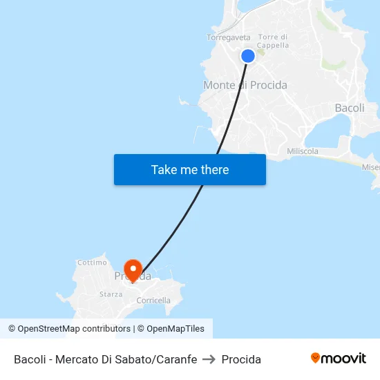 Bacoli - Saturday Market/Caranfe to Procida map