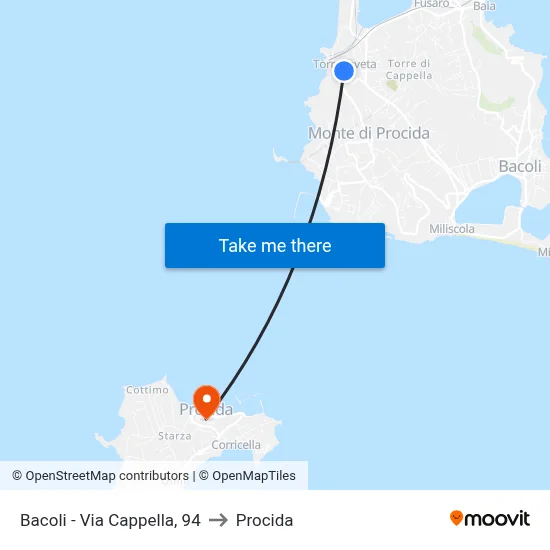 Bacoli - Chapel Street, 94 to Procida map