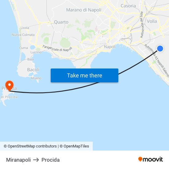 Miranapoli to Procida map
