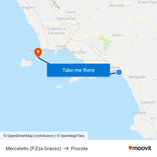 Mercatello (Grasso Square) to Procida map