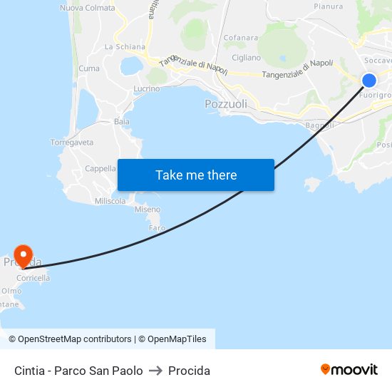 Cintia - Parco San Paolo to Procida map
