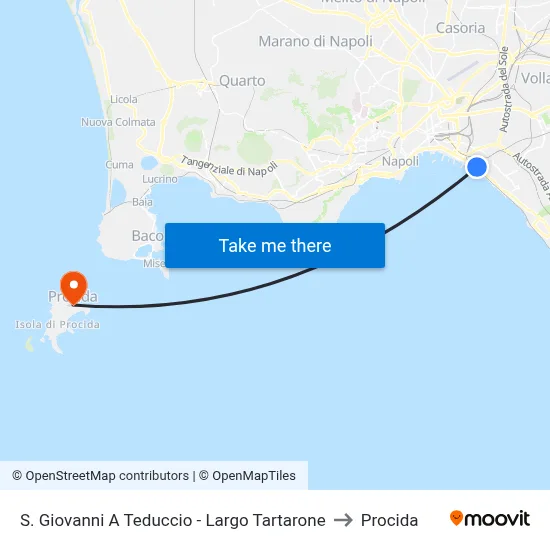 San Giovanni a Teduccio - Largo Tartarone to Procida map