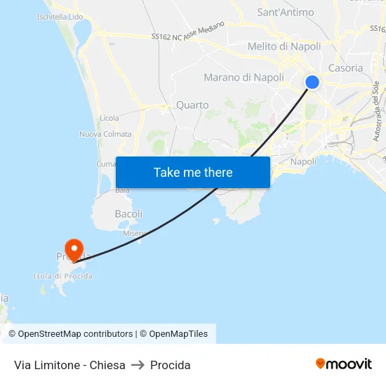 Via Limitone - Chiesa to Procida map