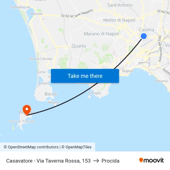 Casavatore - Via Taverna Rossa, 153 to Procida map