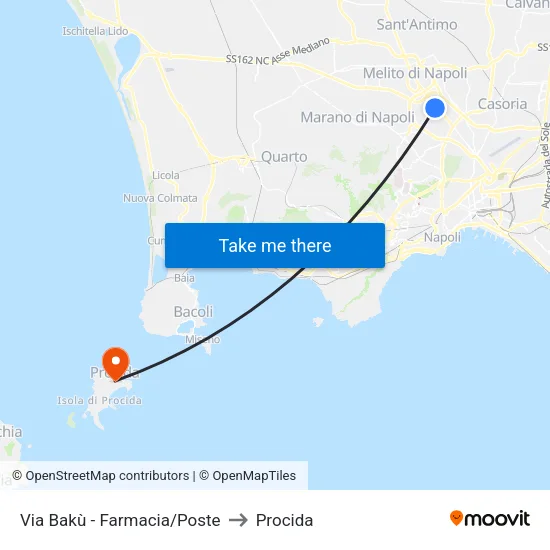 Via Bakù - Farmacia/Poste to Procida map