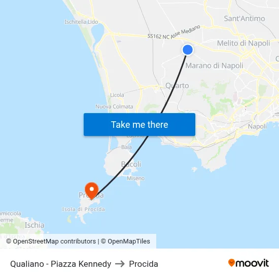 Qualiano - Kennedy Square to Procida map