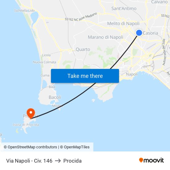 Via Napoli - Civ. 146 to Procida map