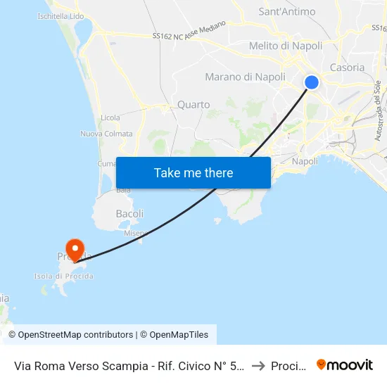Via Roma Verso Scampia - Rif. Civico N° 56c to Procida map