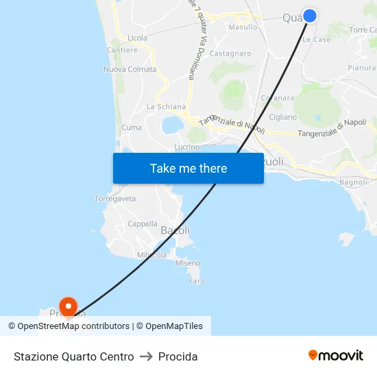 Quarto Centro Station to Procida map