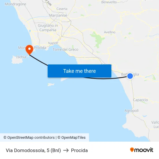 Via Domodossola, 5 (BNL) to Procida map
