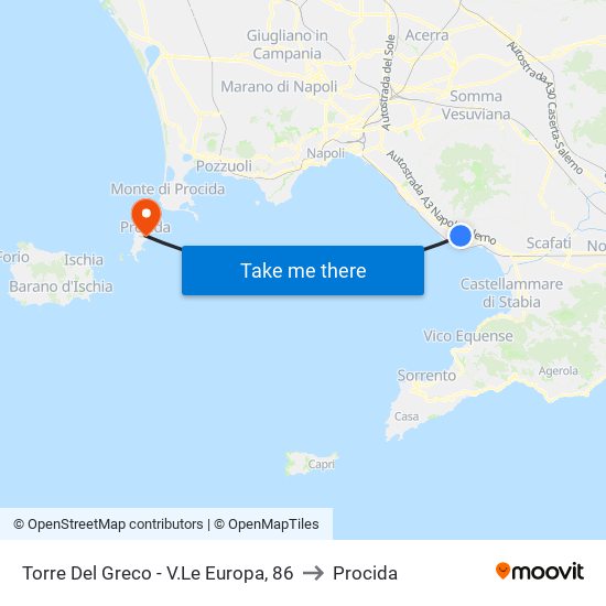 Torre Del Greco - V.Le Europa, 86 to Procida map