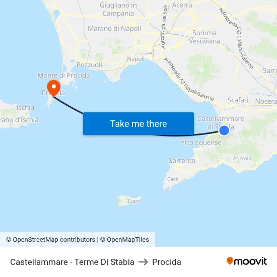 Castellammare - Stabia Thermal Baths to Procida map