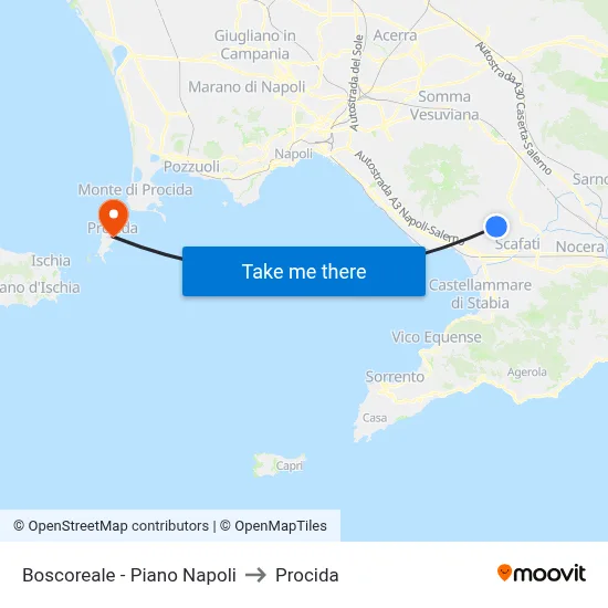 Boscoreale - Piano Napoli to Procida map