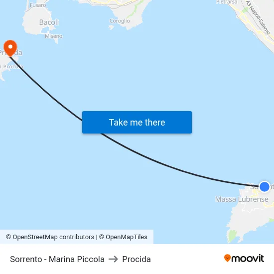 Sorrento - Marina Piccola to Procida map