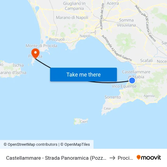 Castellammare - Panoramic Road (Pozzano) to Procida map