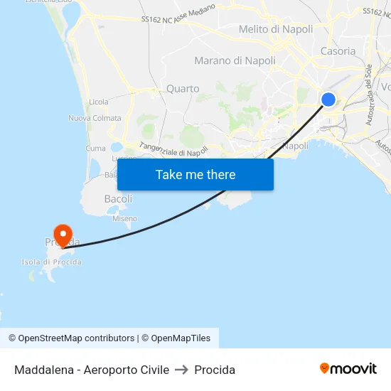Maddalena - Aeroporto Civile to Procida map
