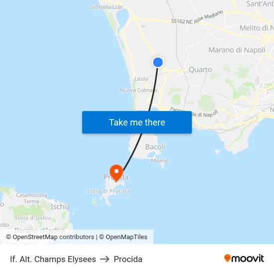 Stop Champs Elysees to Procida map